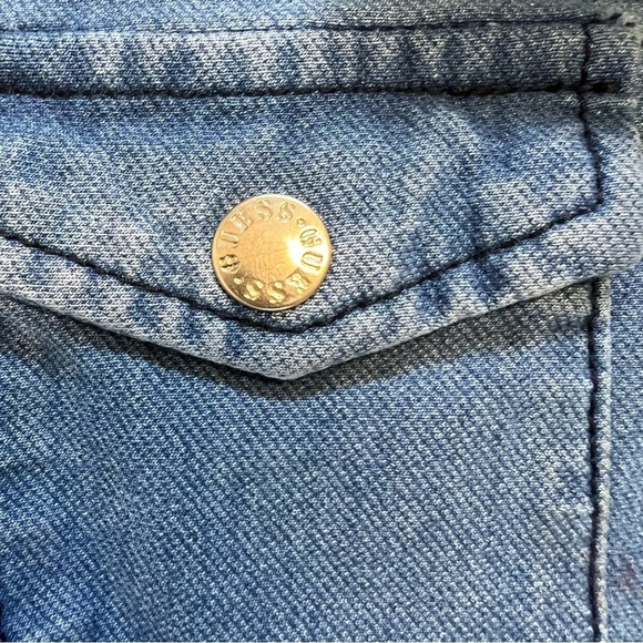 Guess Denim Mid Wash Fitted Short Sleeve Mini Dress Bodycon Stretch Size XS - Picture 11 of 14